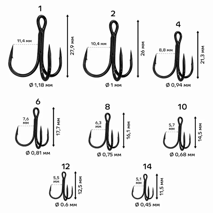 Крючки тройные CF T hook #10 - черный