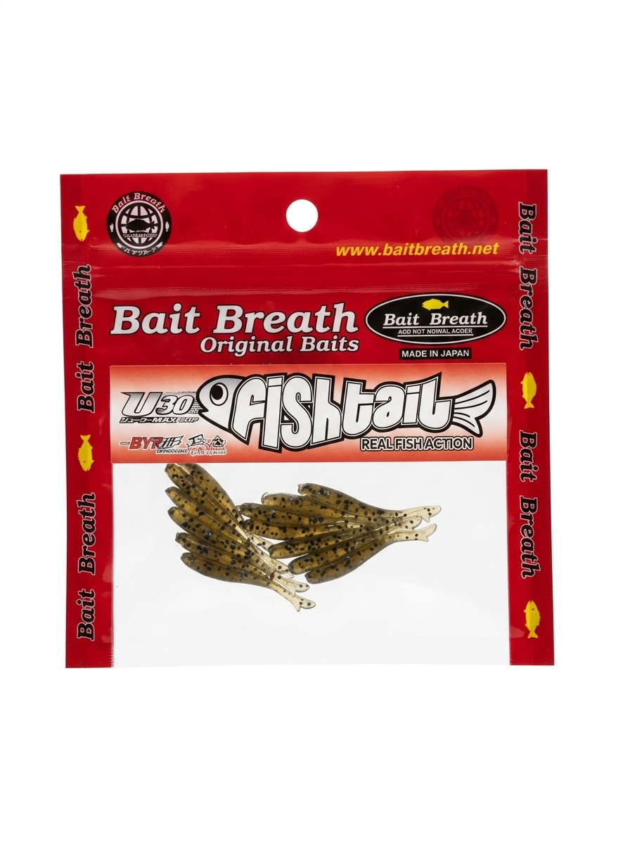 Силиконовая приманка Bait Breath U30  Fish tail 1,5in38мм - Greenpumpkin/Blue