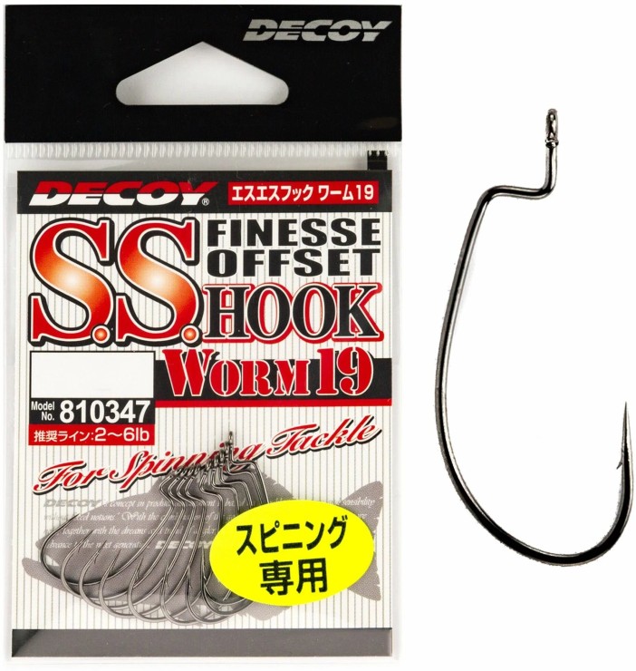Крючки офсетные Decoy Worm 19 S.S.Hook #8 - черный