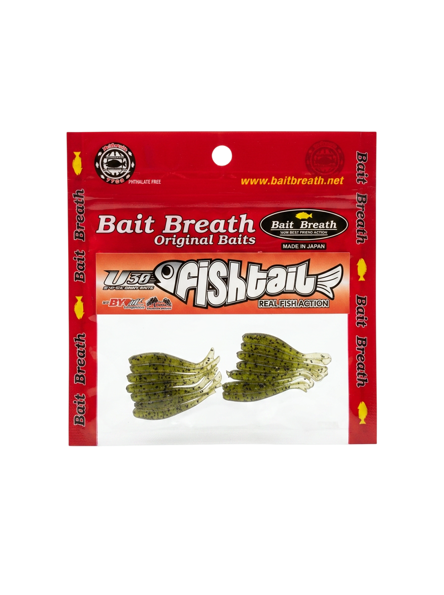 Силиконовая приманка Bait Breath U30  Fish tail 1,5in38мм - Dark Greenpumpkin/Seed