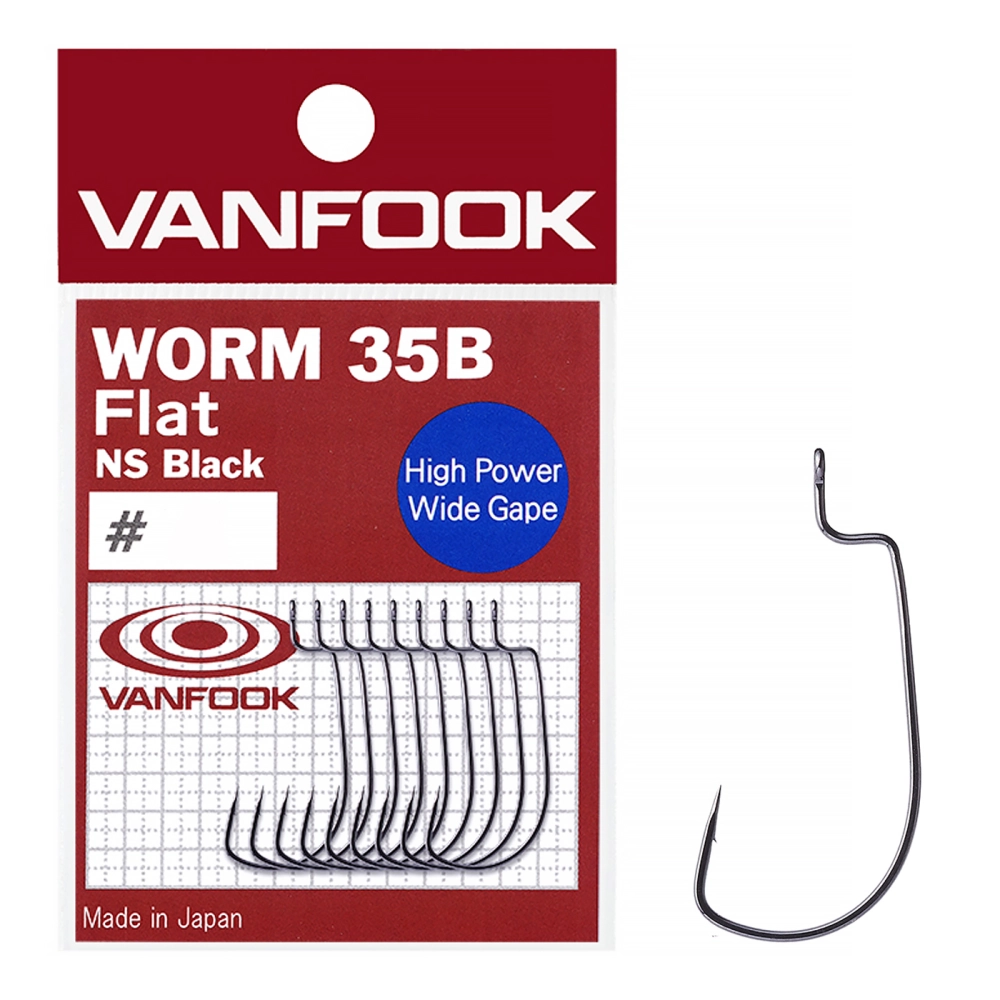 Крючки офсетные Vanfook Worm 35B Flat #2 - черный