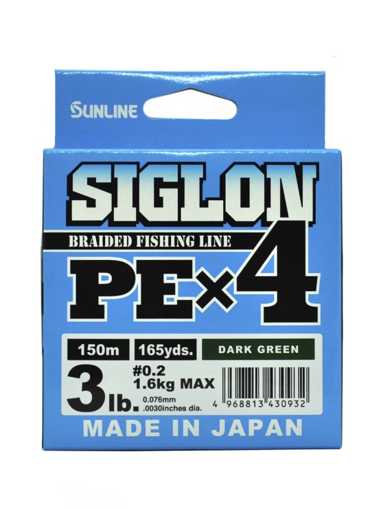 Плетеный шнур Sunline Siglon PE×4 #0,2 - 0,076мм - 150м - Dark Green