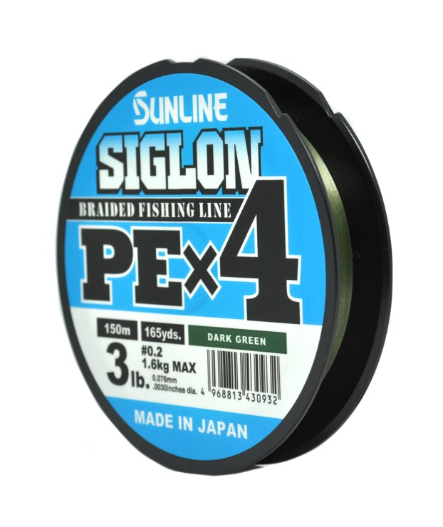 Плетеный шнур Sunline Siglon PE×4 #0,2 - 0,076мм - 150м - Dark Green