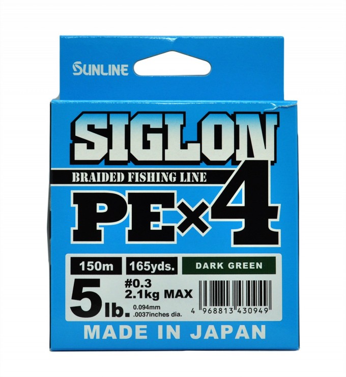 Плетеный шнур Sunline Siglon PE×4 #0,3 - 0,094мм - 150м - Dark Green