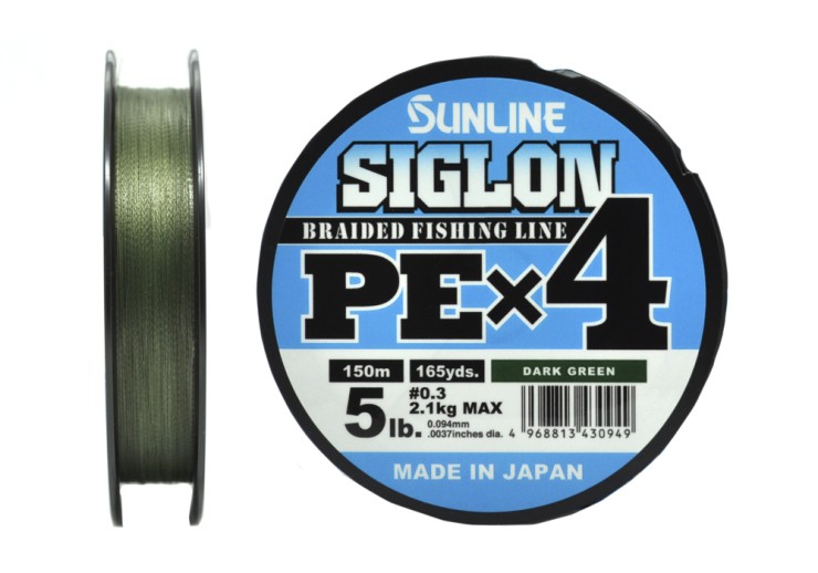Плетеный шнур Sunline Siglon PE×4 #0,3 - 0,094мм - 150м - Dark Green