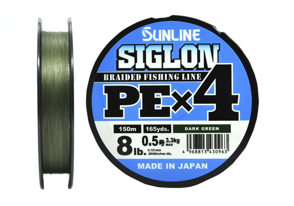 Плетеный шнур Sunline Siglon PE×4 #0,5 - 0,121мм - 150м - Dark Green