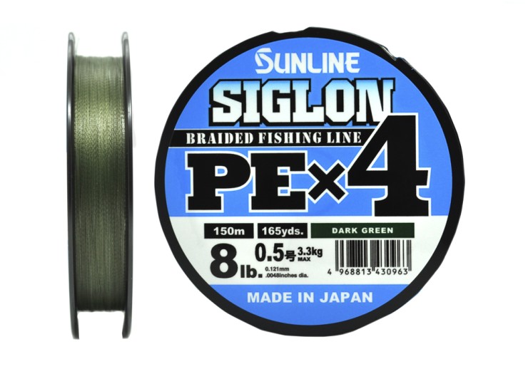 Плетеный шнур Sunline Siglon PE×4 #0,5 - 0,121мм - 150м - Dark Green