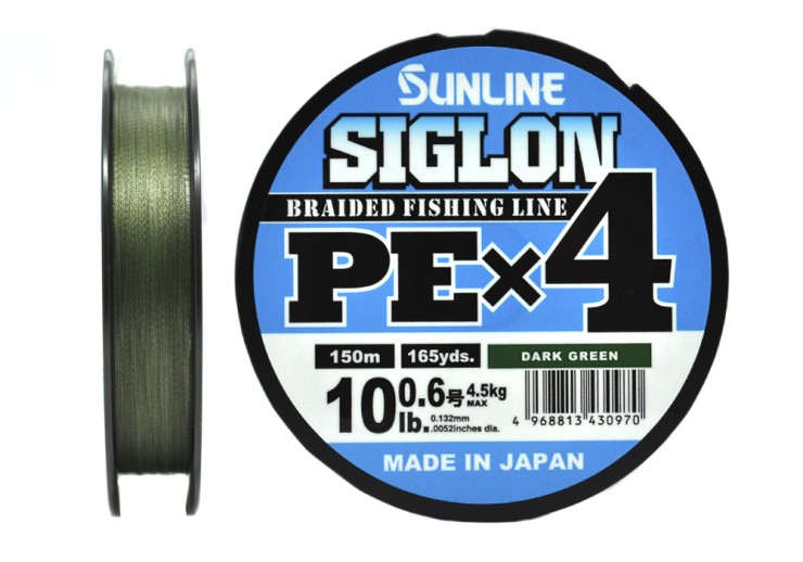 Плетеный шнур Sunline Siglon PE×4 #0,6 - 0,132мм - 150м - Dark Green