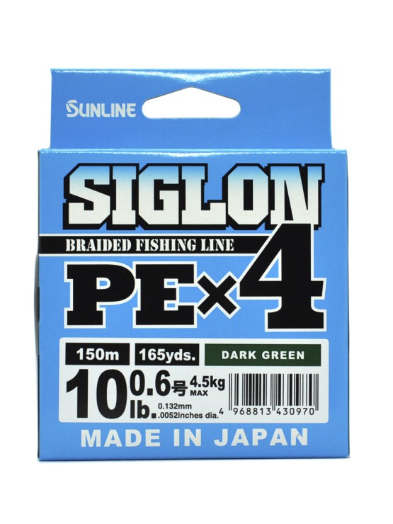 Плетеный шнур Sunline Siglon PE×4 #0,6 - 0,132мм - 150м - Dark Green