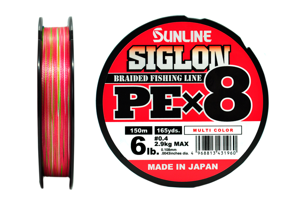 Плетеный шнур Sunline Siglon PE×8 #0,4 - 0,108мм - 150м - Multicolor 5C