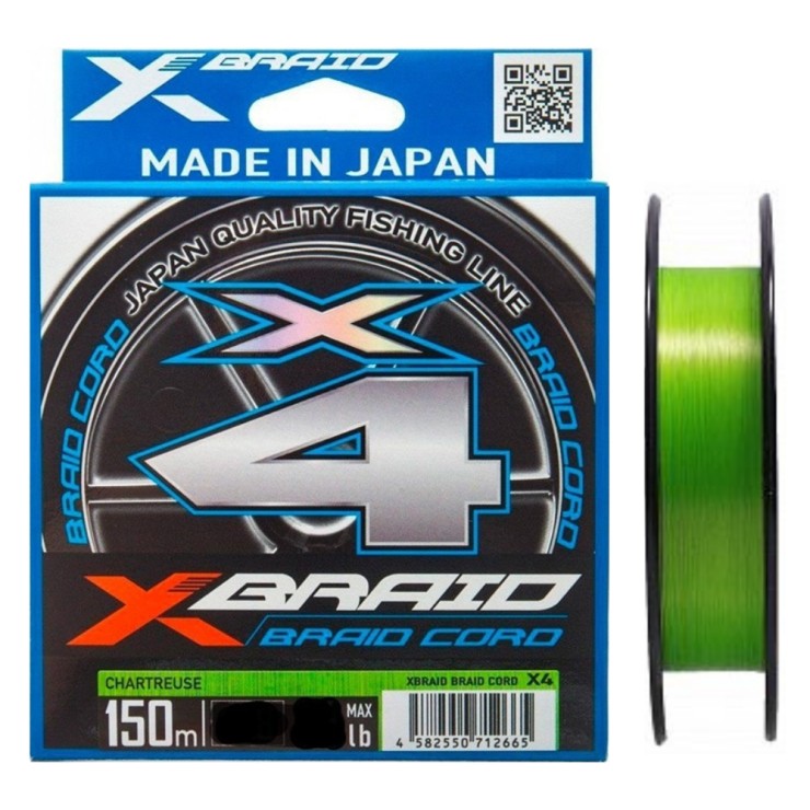 Плетеный шнур X-Braid Braid Cord PE X4 #0,5 - 0,117мм - 150м - chartreuse