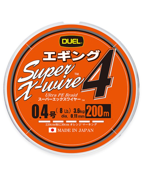 Плетеный шнур Duel PE Super X-Wire 4 #0,4 - 0,11мм - 200м - оранжевый