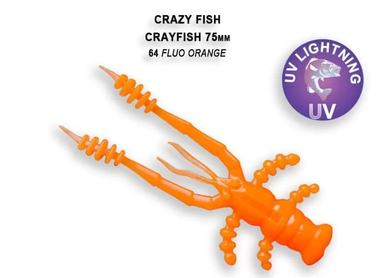 Силиконовая приманка CF Crayfish 3in - 75мм - 64 fluo orange