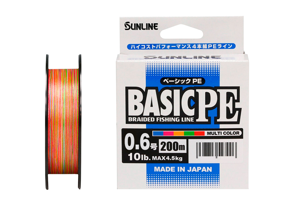 Плетеный шнур Sunline Basic PE HG #0,6 - 0,132мм - 200м - Multi Color