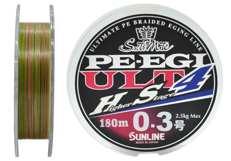 Плетеный шнур Sunline PE EGI ULT HS4 Multi Color #0,3 - 0,09мм - 180м - Multi Color
