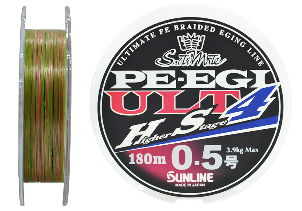 Плетеный шнур Sunline PE EGI ULT HS4 #0,5 - 0,117мм - 180м - Multi Color