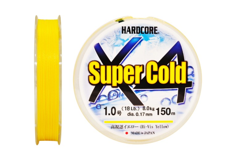 Плетеный шнур Duel Hardcore Super Cold X4 #1 - 0,17мм - 150м - Hi-Vis Yellow