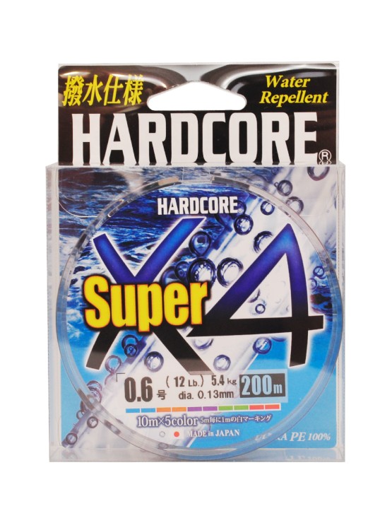 Плетеный шнур Duel PE Hardcore Super X4 #0,6 - 0,13мм - 200м - 5Color