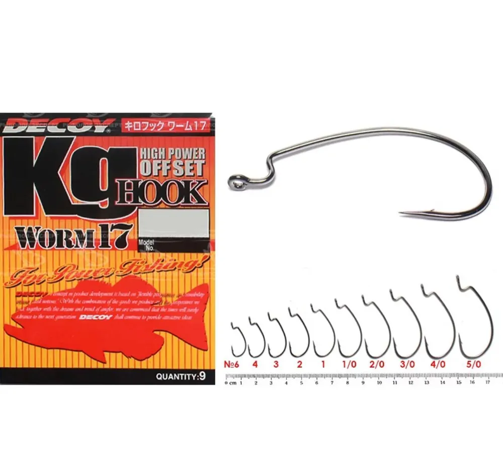 Крючки офсетные Decoy Worm 17 KG Hook #5/0 - черный