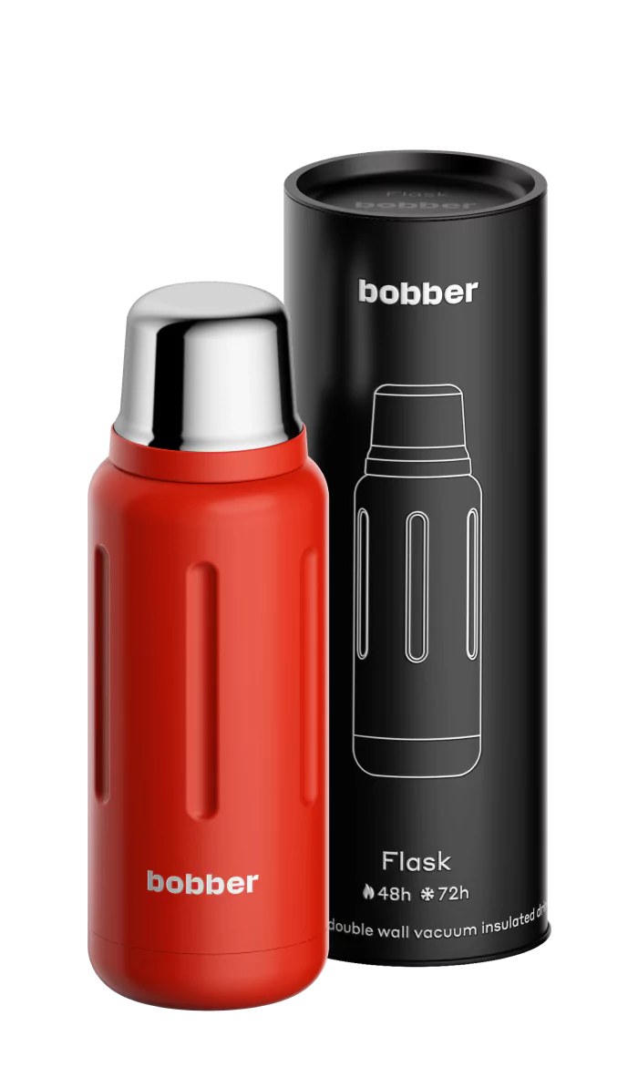 Термос Bobber Flask пробка с наливными каналами 1л / Cayenne Red