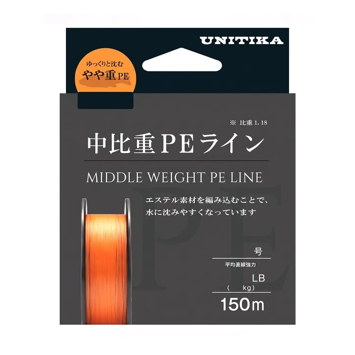 Плетеный шнур Unitika Middle Weight PE Line #0,3 - 0,09мм - 150м - orange