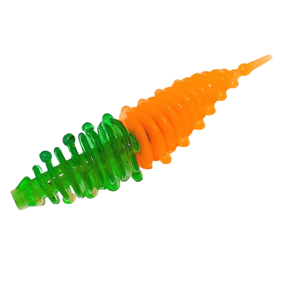 Силиконовая приманка Boroda Baits Ayra 2,3in - 60мм - Зелёный / Оранжевый