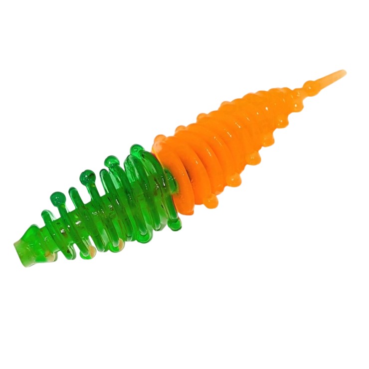 Силиконовая приманка Boroda Baits Ayra 2,3in - 60мм - Зелёный / Оранжевый
