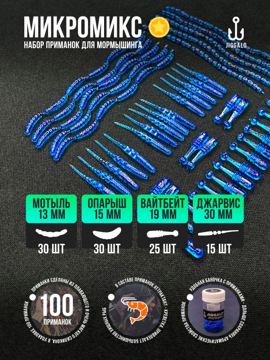 Силиконовая приманка Jiggalo Микромикс 13мм - SAPPHIRE