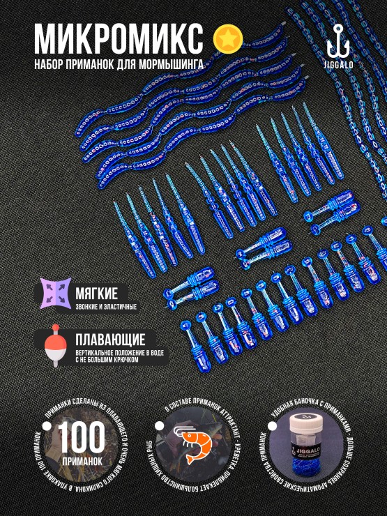 Силиконовая приманка Jiggalo Микромикс 13мм - SAPPHIRE