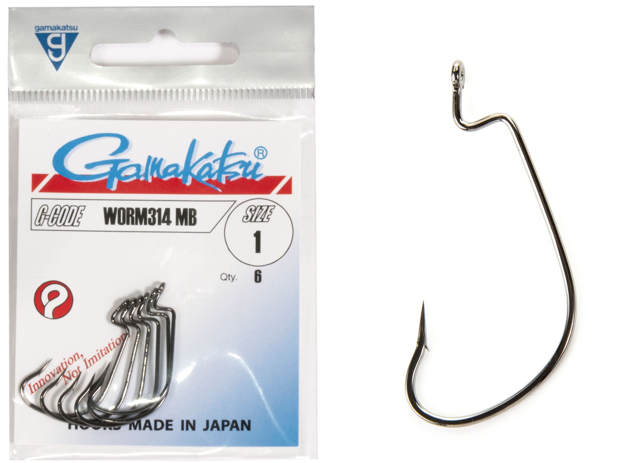 Крючки офсетные Gamakatsu Worm 314 HOOKS #1 - серебристый
