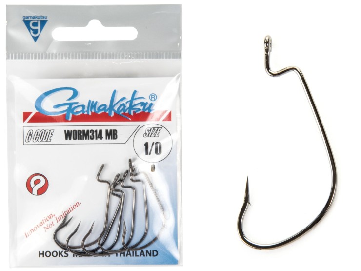 Крючки офсетные Gamakatsu Worm 314 HOOKS #1/0 - серебристый