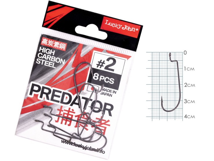 Крючки офсетные Lucky John Predator #2 - черный